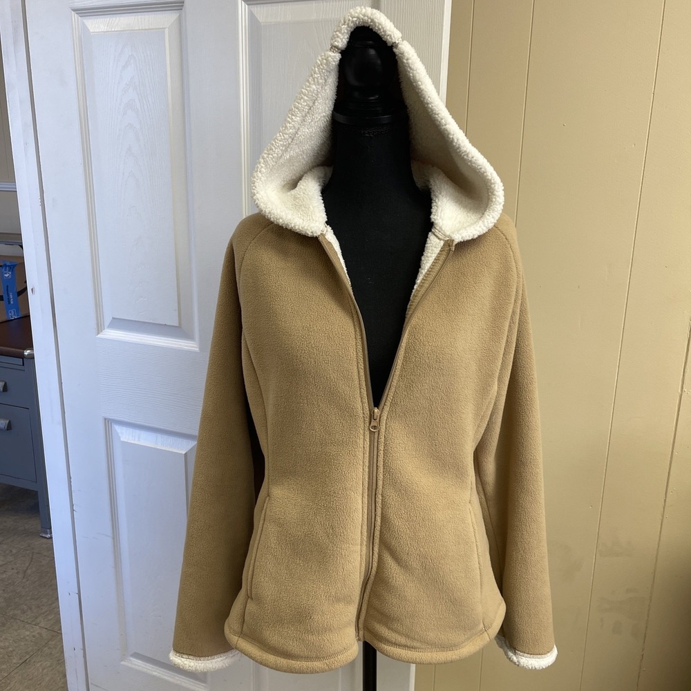 FADED GLORY Women's Size Medium (8-10) Faux Fleece Lined Hooded Zip Up Jacket